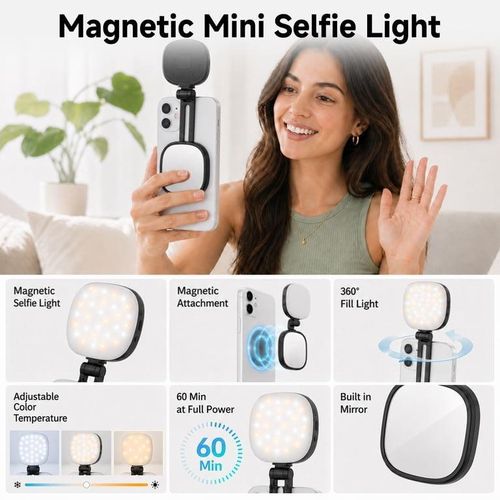 Generic Magnetic Mini Selfie Light with Mirror - image 2