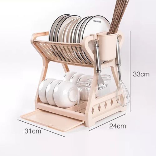 Kitchen Storage Rack Double Layer Dish Drainer Drying Rack With