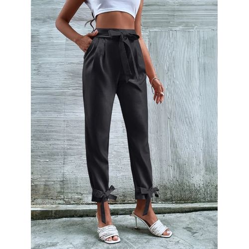 Ankle-length Tie-belt Pants - Black - Ladies | H&M US