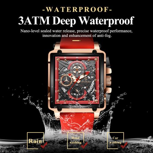 POEDAGAR Poedaga 840 Skeleton Dial Silicone Strap Luxury Men's Watch - image 4