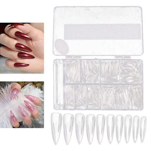 240Pcs/Box Acrylic Transparent French False Nails Oval Full Cover Fake Nail  Tips Extension Nail Art Manicure Tool 240片透明无痕甲片 T形/水滴形 | Shopee Malaysia