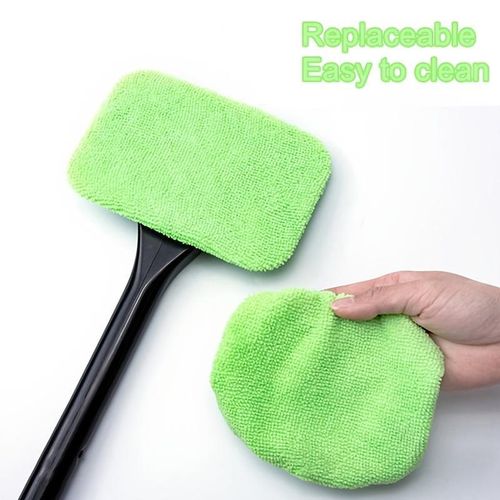 product_image_name-Generic-1pcs+2pcsReplacement cloth  green Windshield Cleaning Brush Kit  Long Handle Interior Car Glass Wiper  Plastic Material-2