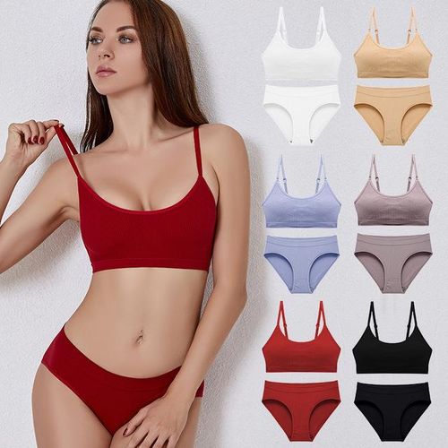 Generic Wireless Bra For Women Traceless Bottoming Camisole Set Plus Size  With Pad Sexy Beauty Back Sleep Underwear Thin