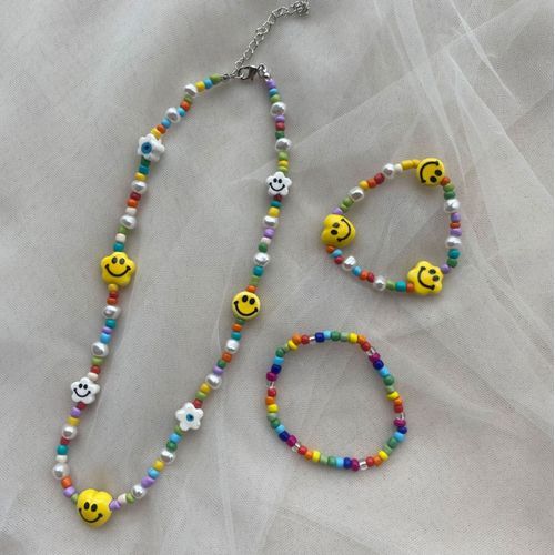Acrylic Choker Chain Necklaces | Smiley Beaded Necklace | Pearl Necklace  Smiley - 2023 - Aliexpress