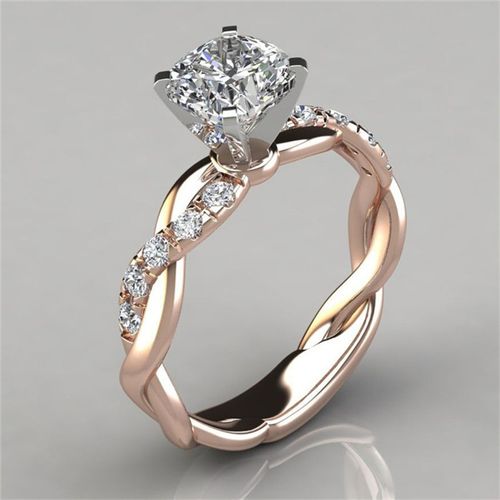 Fashion Diamond Engagement Rings Luxury Proposal Rings-Rose Gold