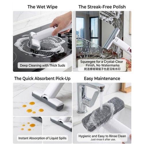 Generic Smart sponge - Portable Mini Squeeze Sponge Mop & Cleaning Brush - image 2