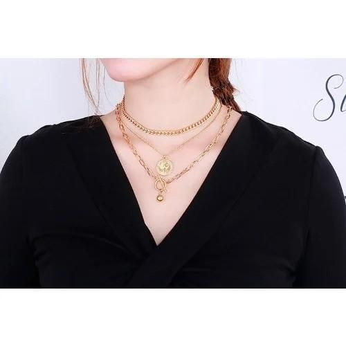 ONIBENZ Gold Layered Necklace Set with Coin Pendant & Toggle Clasp - image 2