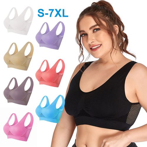 Generic Sports Bras For Women Yoga Plus Large Big Size Ladies Cotton  Bralette Mujer Underwear Padded Fitness Running Brassiere(#white Type B)