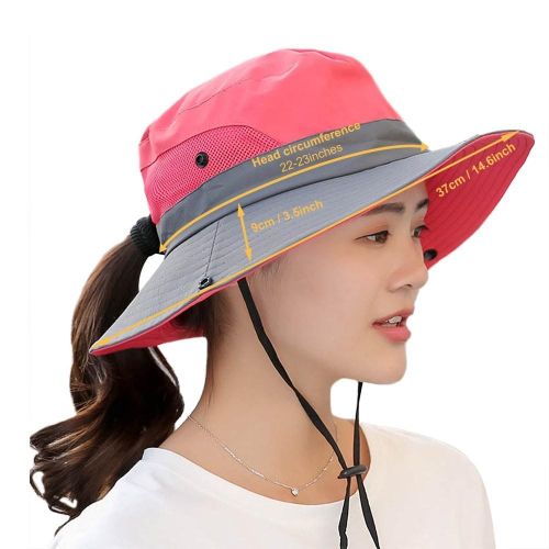 Generic Fishing Hat for Women Men Mesh Outdoor Summer UV Protective Hat  Wide Brim Foldable Cap with Ponytail Hole