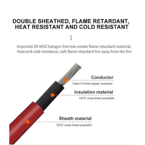 Generic DC Solar Panel PV Cable Tin-Plated Copper Wire Red - image 2
