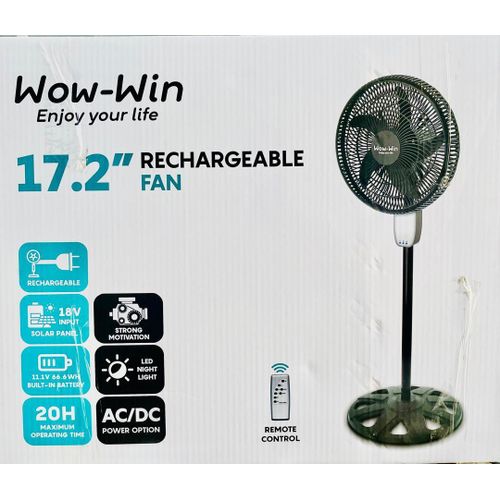 Wow Wow-win 17.2  Inches Rechargeable Solar Stand Fan With Led Light - image 2