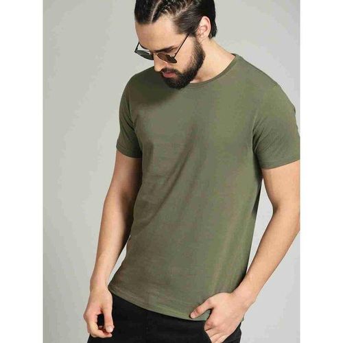 Fashion Quality Plain Round Neck Polo T-Shirt- Deep Green