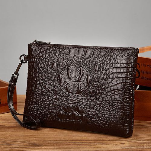 Mens Genuine Alligator Skin Big Clutch Bag Wristlet Handbag Organizer Wallet