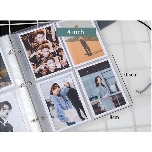 A5 3 Ring Binder Transparent Cover Photo Album PP inner Page Sleeves DIY  Photocard Collect Book for 3 4 5 6 7 8 Inch Cards