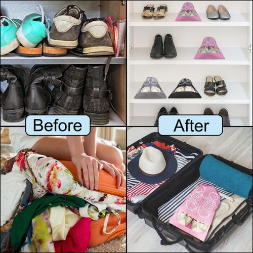 product_image_name-Generic-10PCS Shoe Bags for Travel, Transparent Shoe Organizers Pouch with Rope, Portable Drawstring Shoe Bags Shoe Storage Bags for Men and Women, Large Shoes Storage Organizers, Clear Drawstring Bags-4