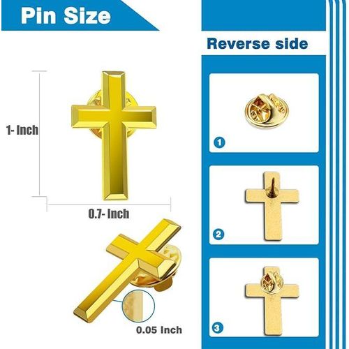 product_image_name-Fashion- Golden Zinc Alloy Christian Cross Brooch Lapel Pin-2