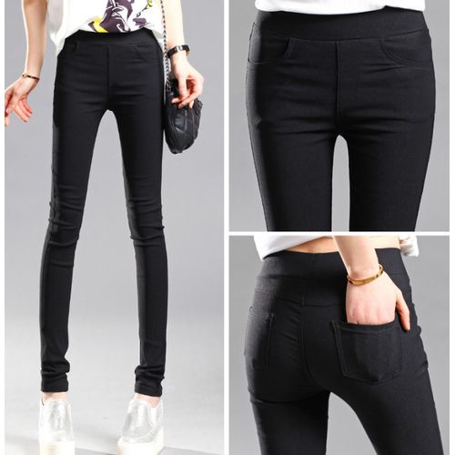 Fashion （black）Womens Hyper Stretchy Pants Pencil Pull-On Casual