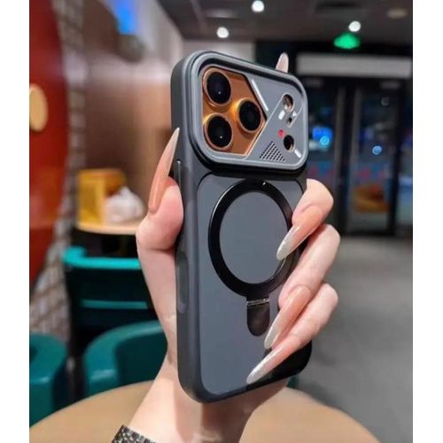 Generic Leather Magnetic Adsorption Wireless Charging Shell With Stand Camera Protection Cover for Ip 17 pro max