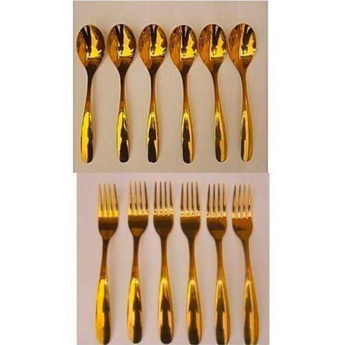 Generic 12ps Set Of Gold Table 6 Spoons And 6 Fork