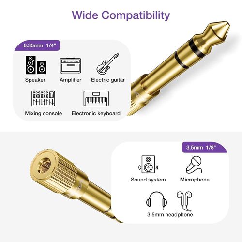 product_image_name-Generic-10 PIECES - 6.35mm (1/4 Inch) Male To 3.5mm (1/8 Inch) Female Stereo Audio Adapter For Aux Cable, Guitar Amplifier, Headphone-1