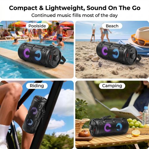 Generic 12W Portable Bluetooth Speaker, TWS Stereo, 8H Playtime, RGB Rhythm Lights, USB/TF Card & Weather-Resistant PGXB-4210 (black) - image 8