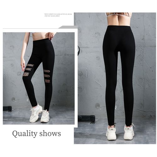 Fashion Black Stripe Hole Stretchy Thick Casual Fitness Workout Leggings Pants Jumia Nigeria