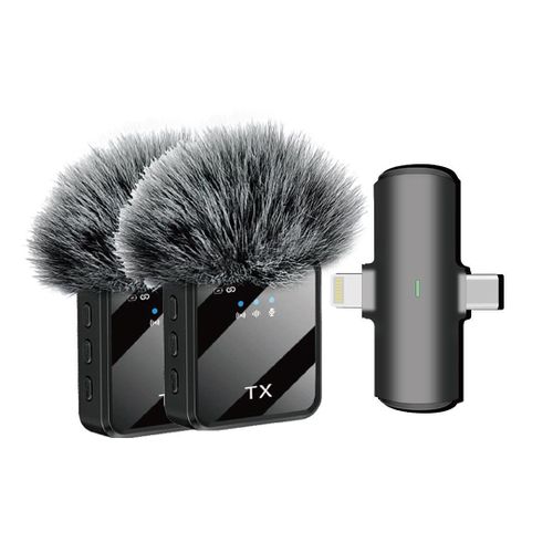 product_image_name-Generic- Dual Wireless Lavalier Microphone TYPE-C Android Phones iPhone + IOS Adapter Dual Lavalier Microphone Supports TYPE-C Mobile Phone IOS/Android Adapter Wireless Interview Microphone Adapter-Compatible With Type C & IOS Device-1
