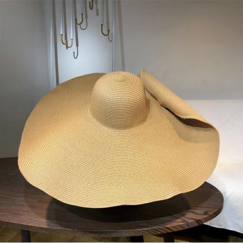 Fashion (54-58cm) 25cm Oversized Foldable Travel Beach Hats For Women Large  Wide Brim Straw Hat Lady UV Protection Sun Hat Outdoor Sun Shade Hat