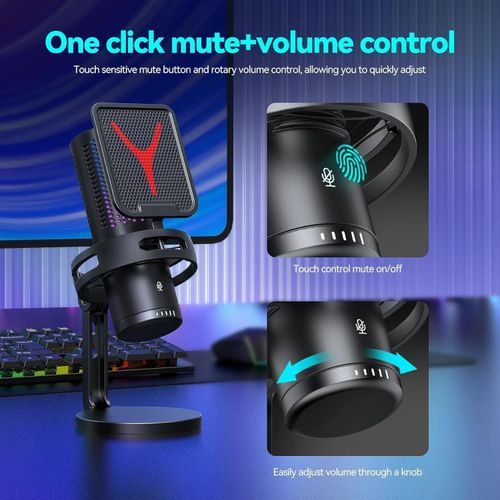 product_image_name-Generic-Content Creation RGB Colors Changing  USB/USB C Condenser Microphone For Podcast Recording, PC Computer Gaming Streaming Mic With RGB Light, Reverb Effects, Headphones Jack, Desktop Stand, Vocal Mic For Singing YouTube PS5.. NOISE CANCELLATION + MIC STAND-5