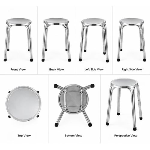 Generic A simple, durable round sliver metal stool