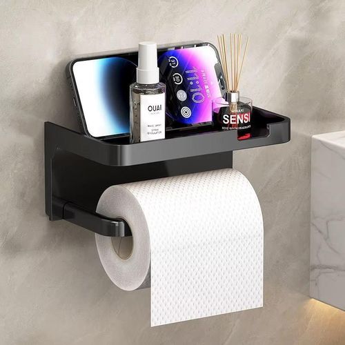 Generic Bathroom Tissue Box Storage Rack No Drill Wall-Mounted Toilet Paper Holder Storage Rack - image 3