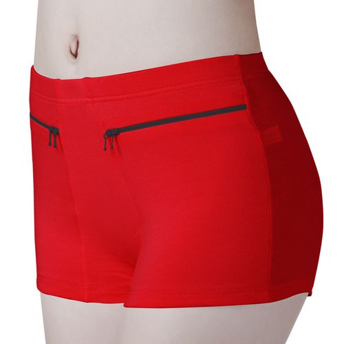 Fashion (Red)Zipper Underwear Women Safety Short Pants Anti-Theft Plus Size  Soft Breathable Boyshort Panties Pockets Boxer Shorts Under Skirt DOU