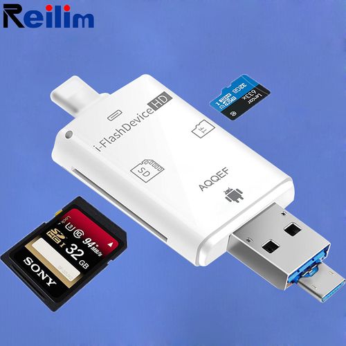 4 in 1 iFlash Drive USB Micro SD &TF Card Reader Adapter for iPhone Android  iPad 