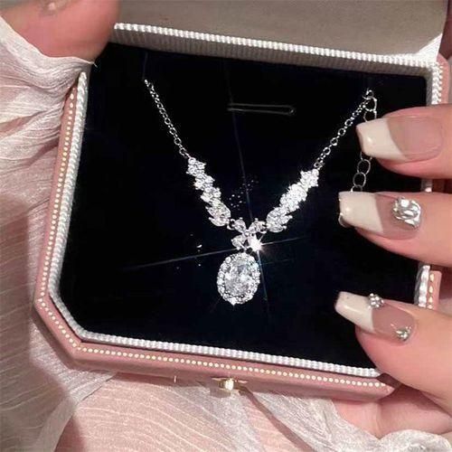product_image_name-Fashion-Crystal Rhinestone Necklace Jewelry For Women Wedding-1