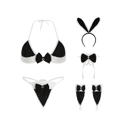 Black White Rabbits + Black Lingerie Set