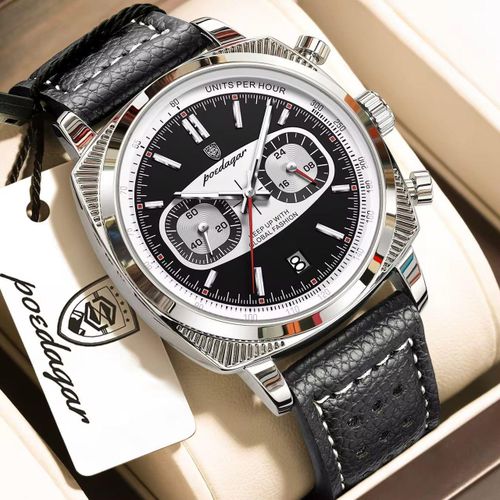 product_image_name-POEDAGAR- Highly Superior Quality & Original  Black Chronograph Unisex Wristwatch-1