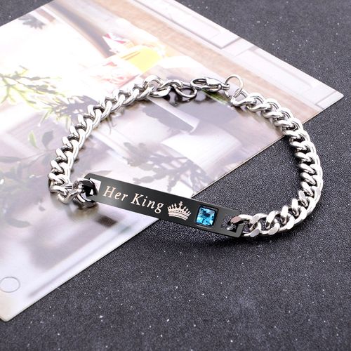 His Queen Her King Stainless Steel His and Hers Couple Bracelet Lovers Gift  | eBay