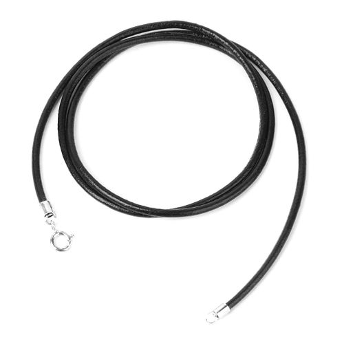 Metro Jewelry Genuine Black Leather Smooth and Thin Rope Necklace