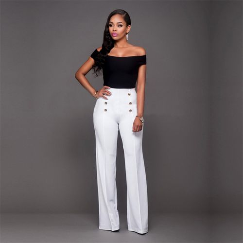 White Formal Crop Top & High Waist Pants