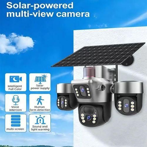 Generic 12MP 4G Solar CCTV Camera 4 Lens PTZ Wireless Outdoor Security Camera - image 2
