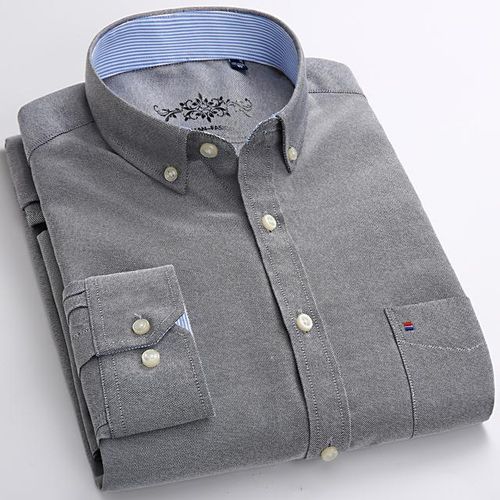 Essentials Men's Regular-Fit Long-Sleeve Pocket Oxford Shirt