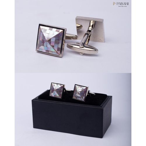 PABANI Signature Multicolor Square Designer Mens Metal Cufflinks For Parties