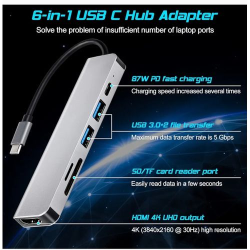 product_image_name-Generic-6 In1 Multi Ports USB Type C Hub Splitter Adapter-3