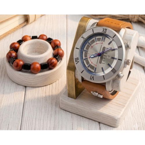 Fashion  Men's Luxury Business Casual Leather  Watch - Brown Leather Strap with Date - image 3