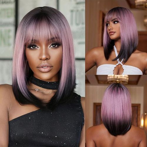 Generic Red Short Straight Synthetic Wigs With Bangs Natural Bob Hair Wig For Black Women Cosplay Halloween Heat Resistant Fiber Jumia Nigeria