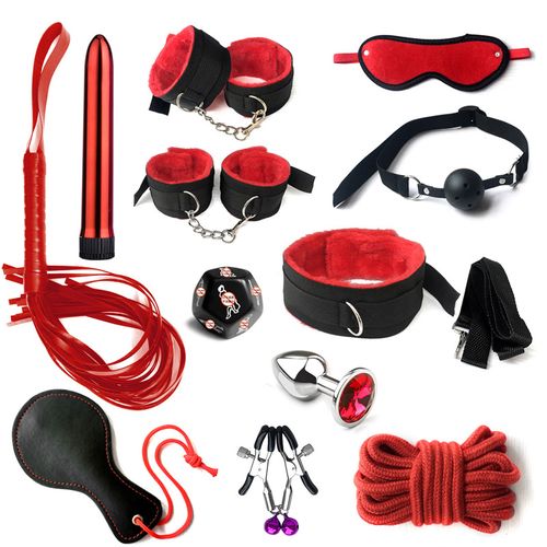 product_image_name-Generic-Cuffs Restraints Arm Wrist Neck Restraints BDSM Kinky With Sex Dice - 12Pcs Adult BDSM Kit-1