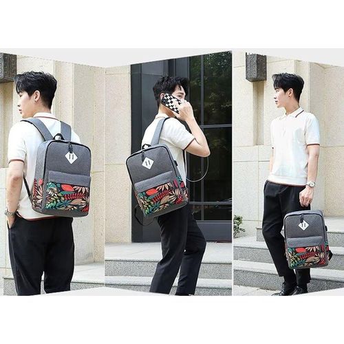 Fashion 3 in 1 Unisex Backpack Canvas Backpacks Casual Men Crossbody Bag School Backpack School Bag Gray Jumia Nigeria