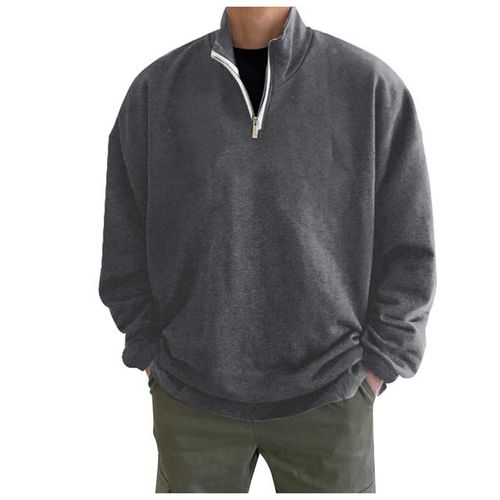 Mens Half Zip Fleece Jacket Winter Long Sleeve Pullover Warm Jumper Sweater  Tops