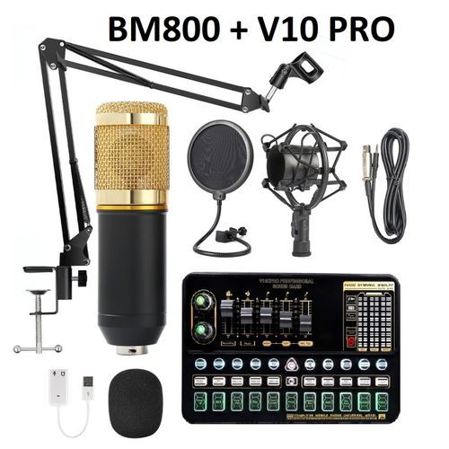 BM800 Microphone Kits V10 Live Sound Card with Adjustable