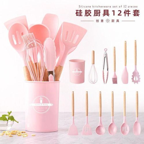 product_image_name-Generic-Cooking Non-Stick Pan Storage Barrel Wooden Handle Silicone Kitchens 12-Piece Silicone Kitchens 11-Piece Set-1